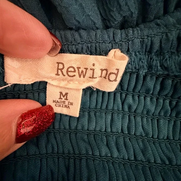 Rewind Green Smocked Tiered Dress - Picture 4 of 5